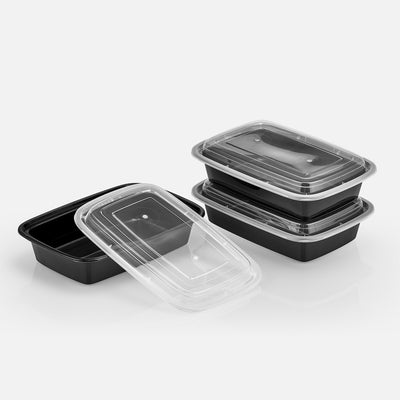 32 oz Value 8" x 6" Oblong Microwavable Combo (Black) - 25/Case