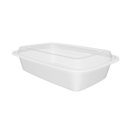 32 oz Value 8" x 6" Oblong Microwavable Combo (White) - 25/Case