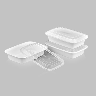 32 oz Value 8" x 6" Oblong Microwavable Combo (White) - 25/Case