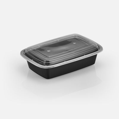 38 oz Value 8" x 6" Oblong Microwavable Combo (Black) - 25/Case