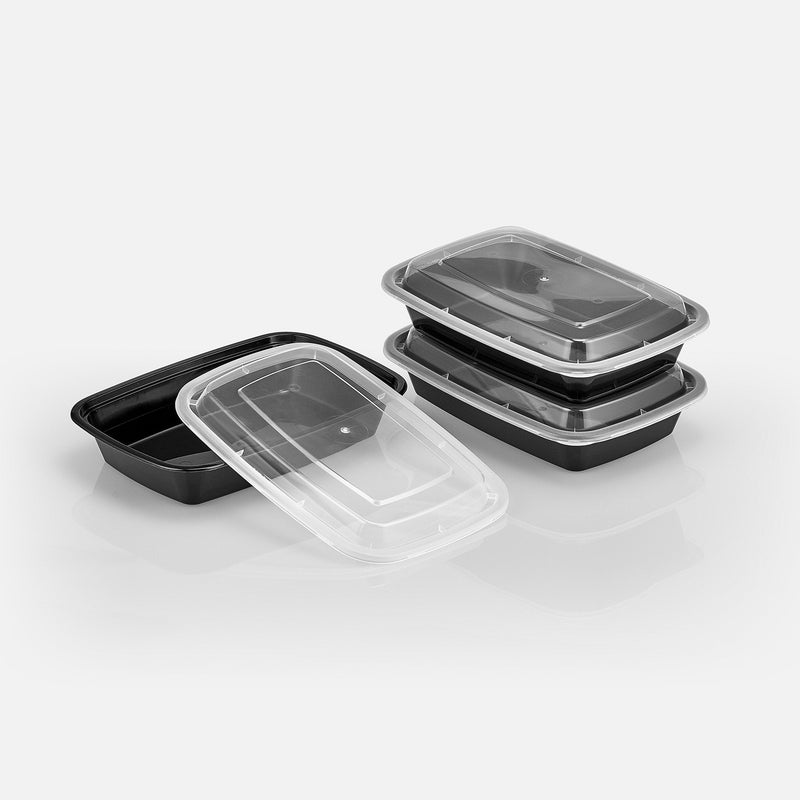 16 oz Value 7" x 5" Rectangular Microwavable Combo (Black) - 150/Case