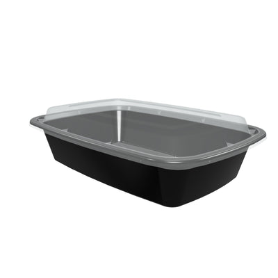 24 oz Value 7" x 5" Rectangular Microwavable Combo (Black) - 150/Case