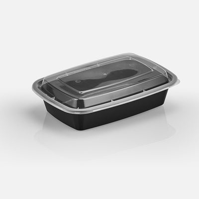 24 oz Value 7" x 5" Rectangular Microwavable Combo (Black) - 25/Case