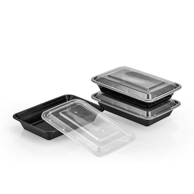 28 oz Value 8" x 6" Rectangular Microwavable Combo (Black) - 150/Case