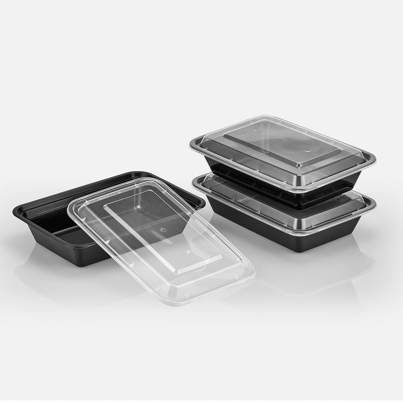 32 oz Value 8" x 6" Rectangular Microwavable Combo (Black) - 150/Case