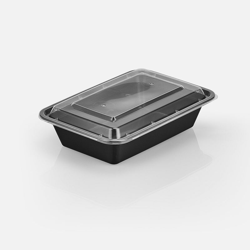 38 oz Value 8" x 6" Rectangular Microwavable Combo (Black) - 150/Case