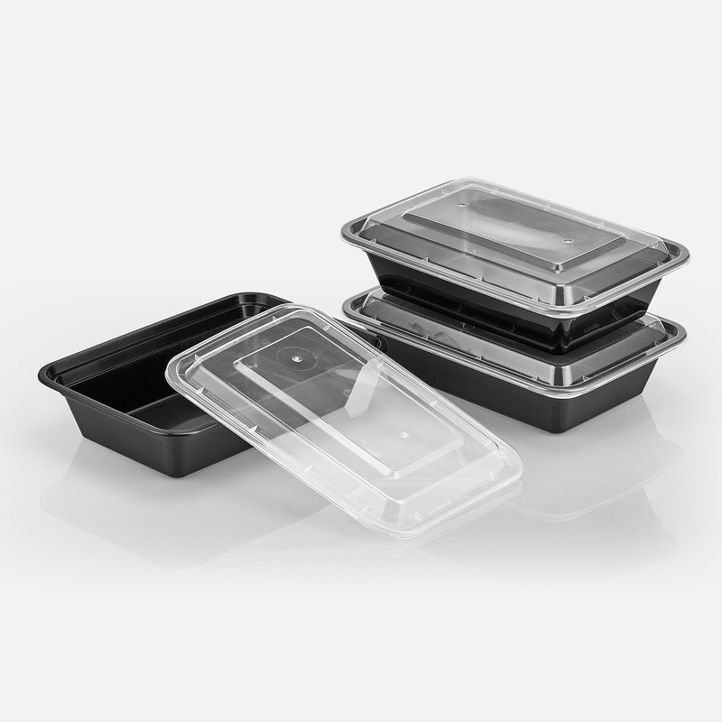 38 oz Value 8" x 6" Rectangular Microwavable Combo (Black) - 150/Case